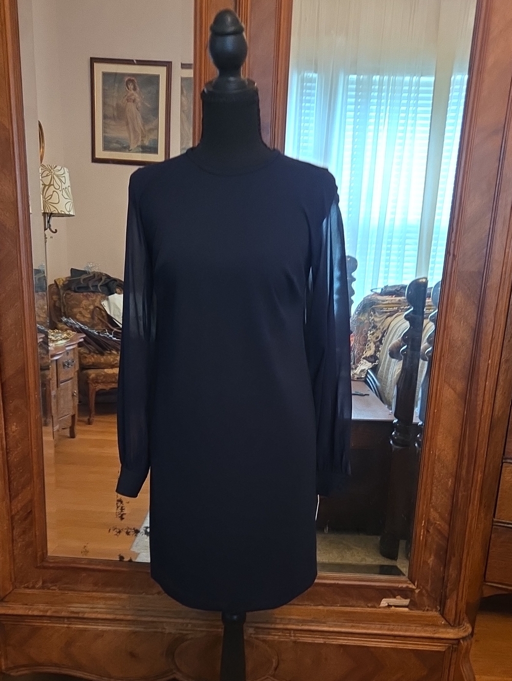 Calvin Klein Navy Long-Sleeve Shift Dress